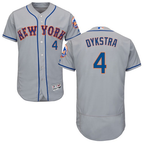 Mets #4 Lenny Dykstra Grey Flexbase Authentic Collection Stitched MLB Jersey
